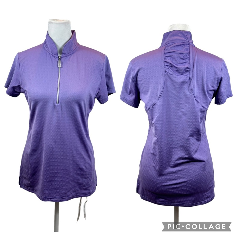 Bette & Court Brand Ladies Lavender Textured 1/4‎ Zip Golf Shirt Size Small